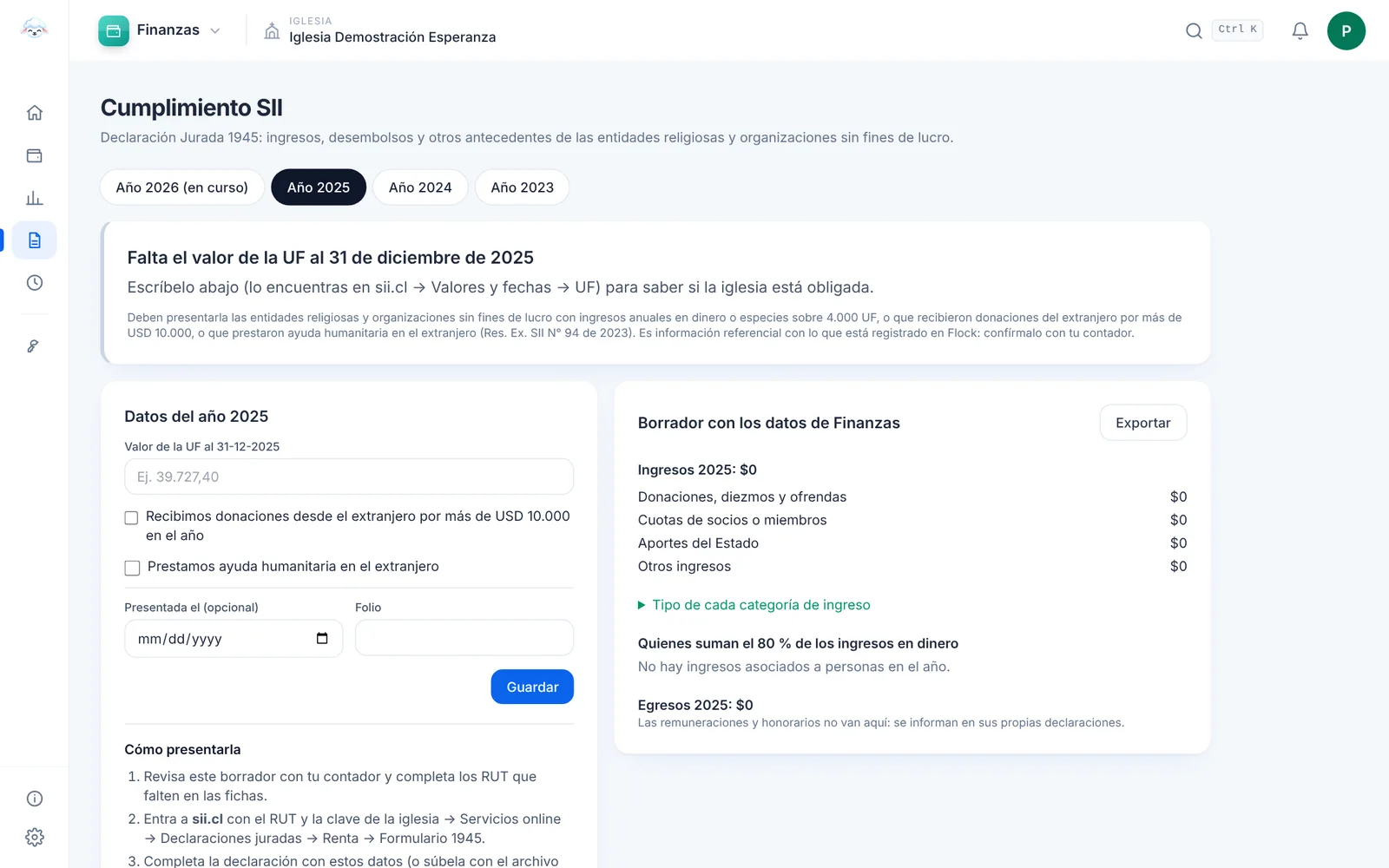 Cumplimiento SII en Finanzas de Flock